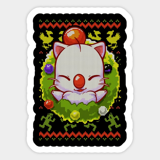 Cute Moogle Final Fantasy - Christmas Ugly Sweater Sticker by BlancaVidal
